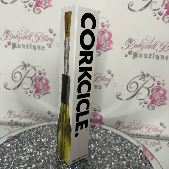 Corkcicle wine cooler chiller stick ice 🧊 cold 🥶 clear and tan cork top BNWT - Picture 1 of 10
